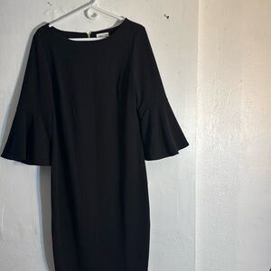Calvin Klein Black Long Sleeve Dress with Bell Sleeves